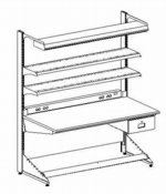 WORKBENCH, CANTILEVER-2 Shelves, Power Bar, Light, 1 Drawers, Footrest