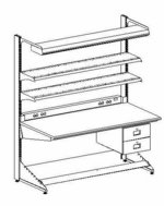 WORKBENCH, CANTILEVER-2 Shelves, Power Bar, Light, 2 Drawers, Footrest