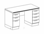 LAB BENCH, STURDILITE, WORKSURFACE, 4-DRAWER PED, 3 DRAWER PED