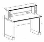 LAB BENCH, STURDILITE, WORKSURFACE, SINGLE LEGS, POWERED RISERS AND BACKSPLASH, SHELF