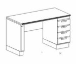 LAB BENCH, STURDILITE, WORKSURFACE, 4 DRAWER PED, SINGLE LEG