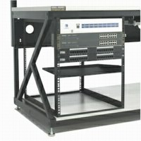 Hanging server rack for use on LAN benches