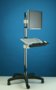 60250 Cart. Single pole on caster base with options to mount LCD, keyboards, laptops and CPU's.