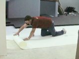 Step 1 - Clean floor and roll out volara foam
