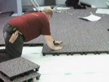 Set carpeted pedestals in a grid format beginning in 1 corner of the room