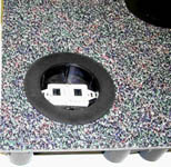 Powerflor pedestal with voice-data outlet installed. Cover plate not shown