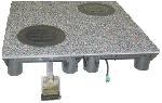 Top view of 4 Powerflor pedestals with outlet grommets installed