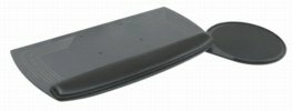 Model #AUR-840 Aurora style phenolic keyboard platorm with swivel mouse tray.  Grooves cut in back corners to secure keyboard